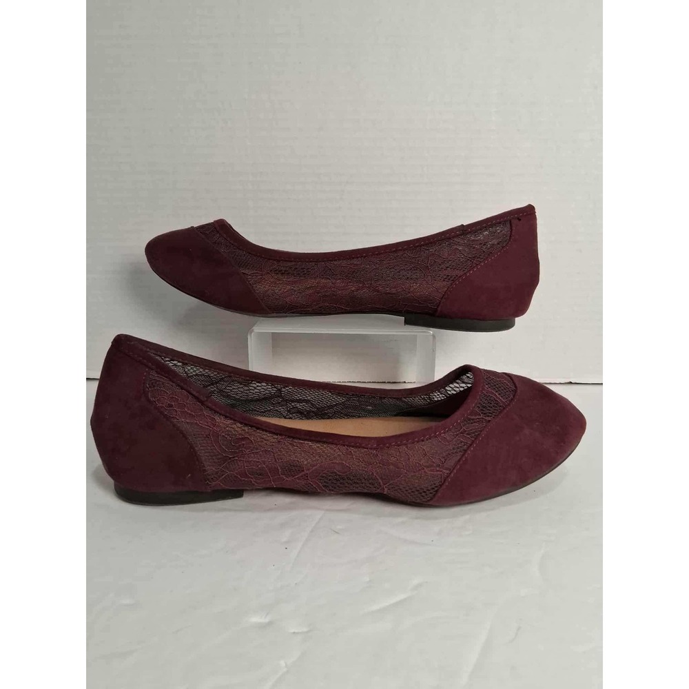 Torrid Burgundy Lace Ballet Flats Women's Size‎ 10 Pointed Toe Slip On Shoes